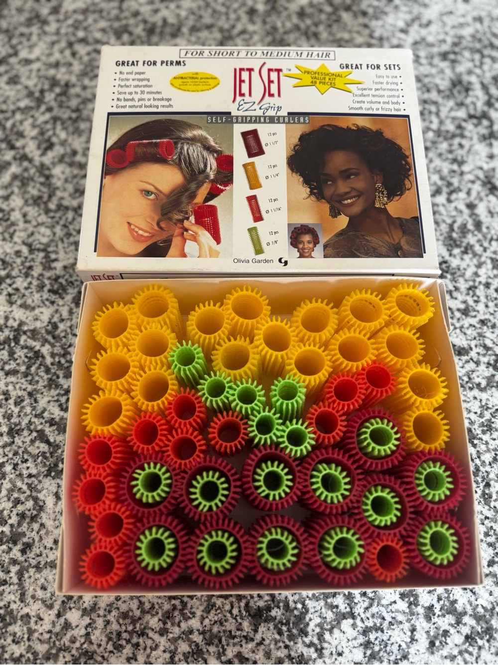 Vintage Jet Set Yellow/Red/Green EZ-Grip Curlers
